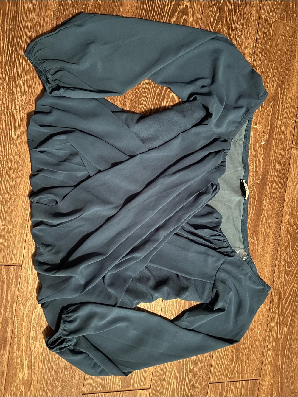 Women's Teal Wrap-Front Blouse